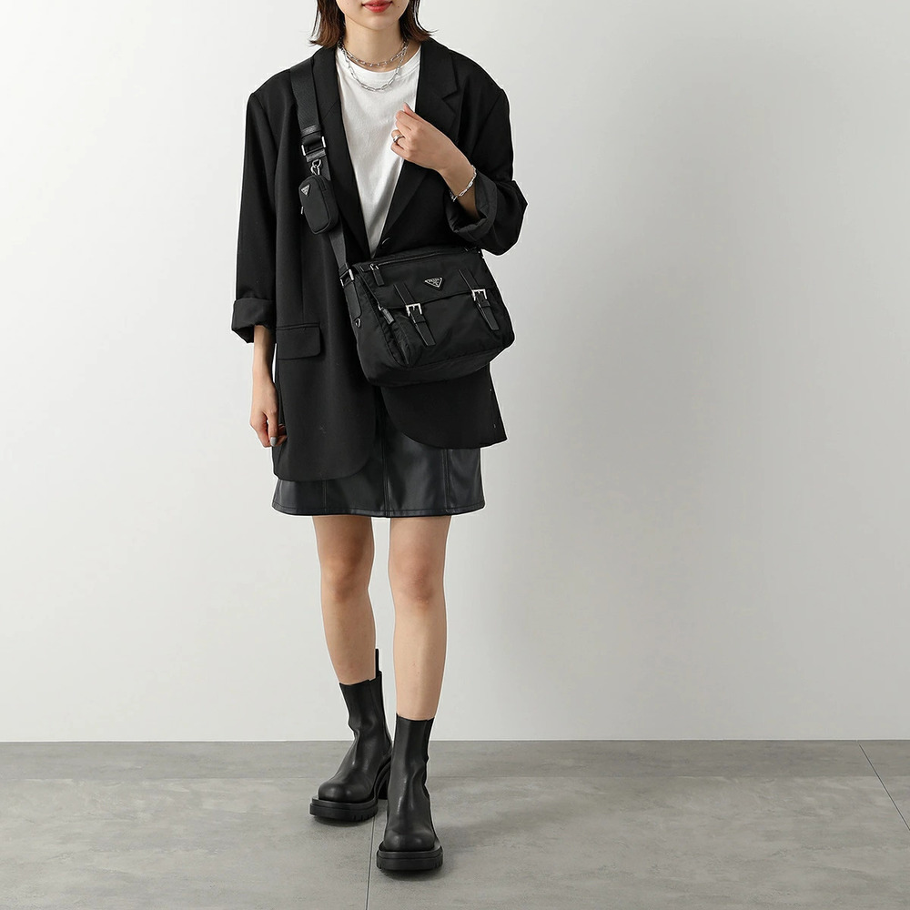 Prada Shoulder Bag Re Triangle Crossbody Pouch Clutch Nero Black